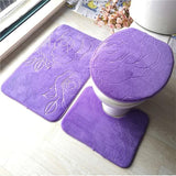 Flannel 3-Piece Bathroom Rug Set - InstaCarter