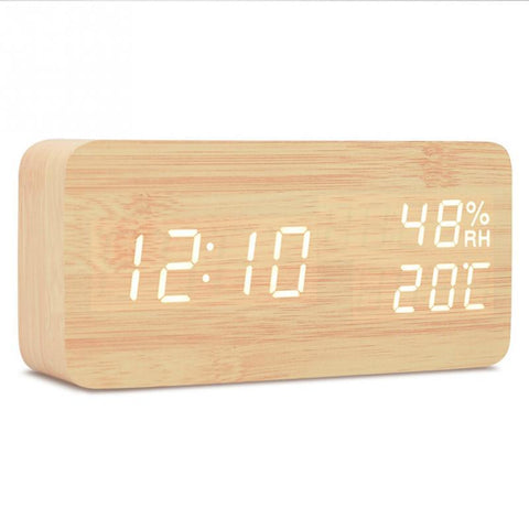 LED Display Multi-functional Wooden Alarm Clock - InstaCarter