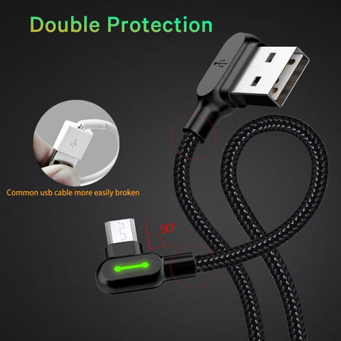 90 Degree LED Fast Charging Cable - InstaCarter